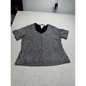 Ronni Nicole by Ouida Top Black Sparkle Half‎ Sleeve Plus Size 2X VINTAGE